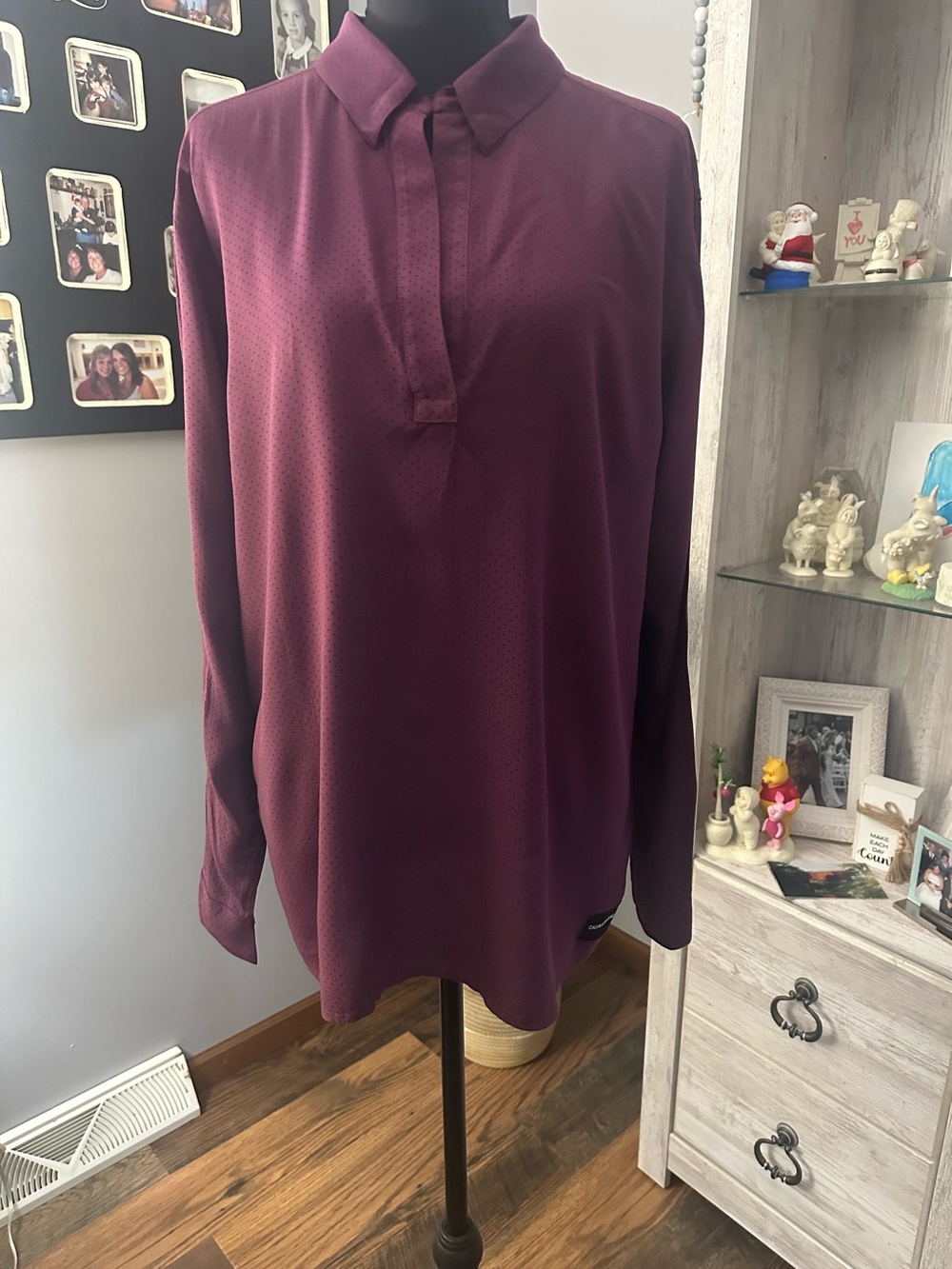 Calvin Klein Jeans Burgundy Long-Sleeve Blouse